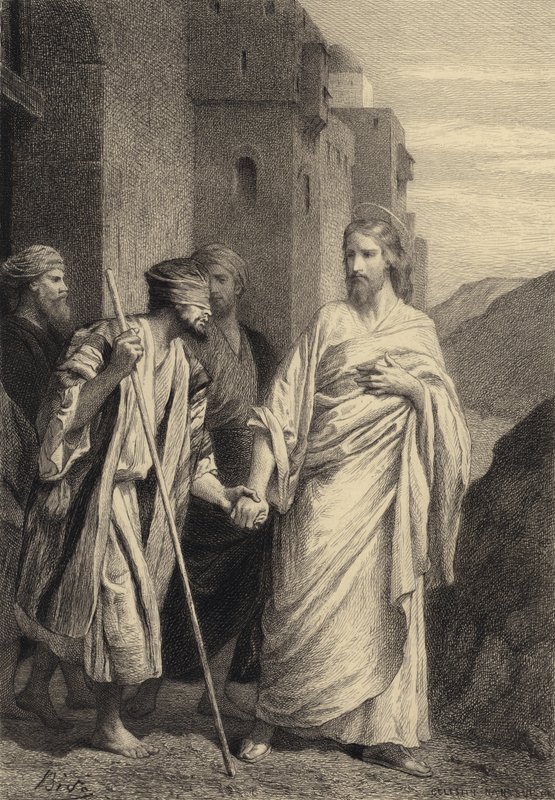 Jesus leder den blinde mannen av after Albert Robida