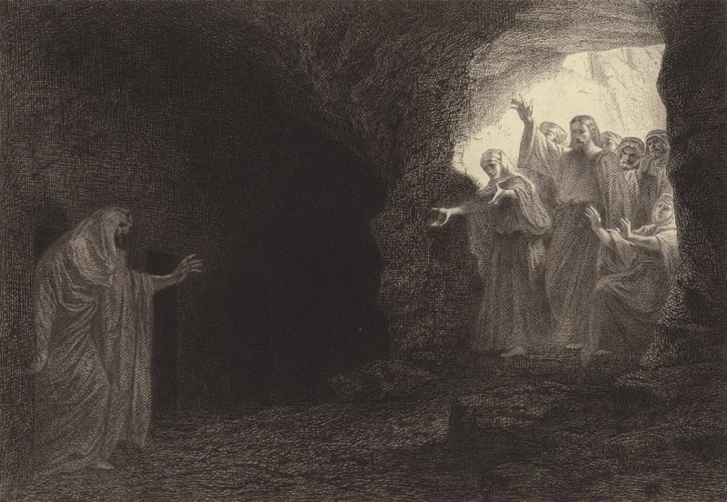 Lasarus, kom frem! av after Albert Robida
