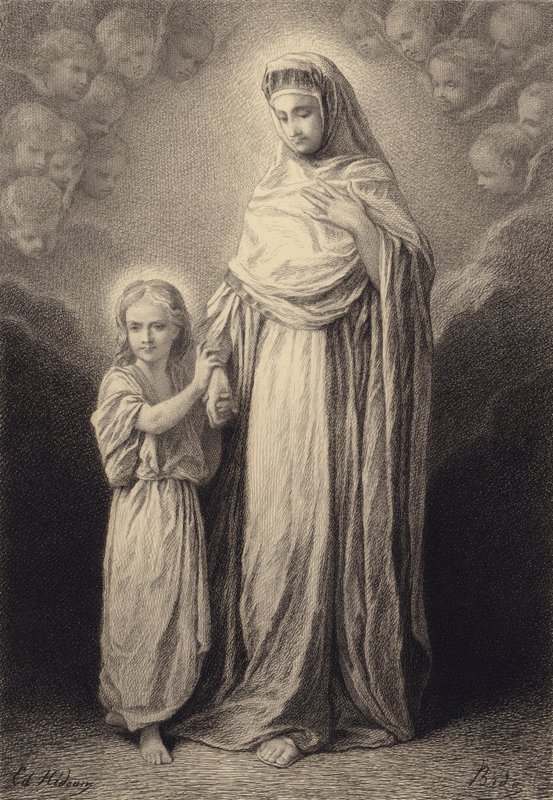 Jesusbarnet og hans mor av after Albert Robida