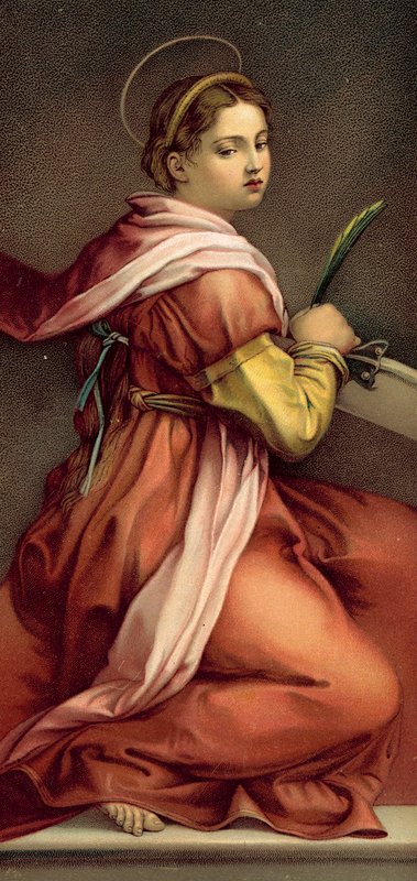 St Katherine (chromolitho) av Andrea del (after) Sarto