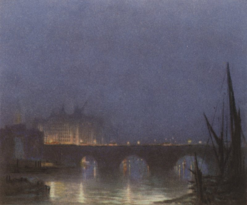 En natt på London Bridge av after Donald Maxwell