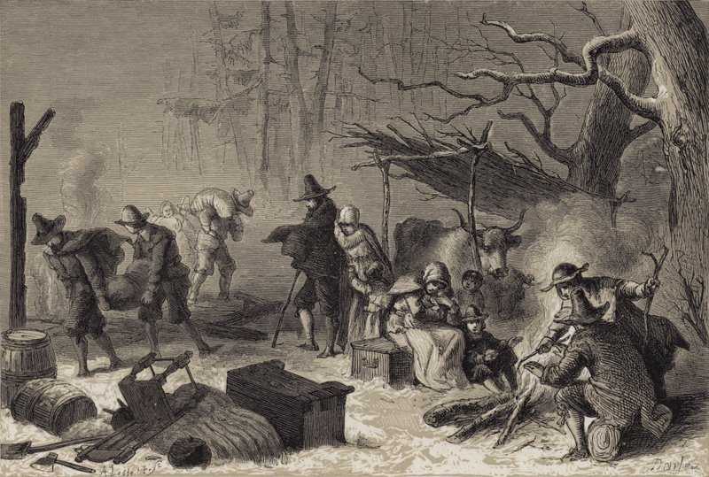 Engelske nybyggere i Amerika av after Felix Octavius Carr Darley