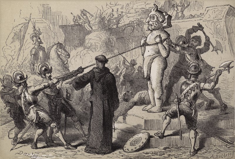 Spanjoler ødelegger meksikanske idoler av after Felix Octavius Carr Darley