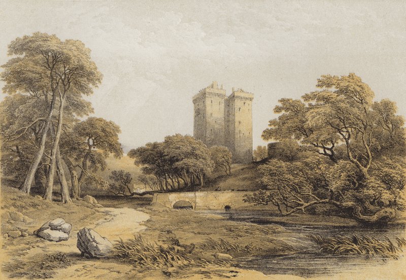 Borthwick Castle (chromolitho) av after George Cattermole