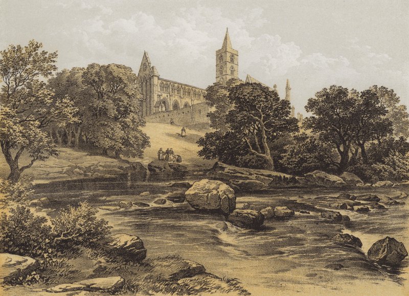 Dunblane Cathedral, Perthshire (chromolitho) av after George Cattermole
