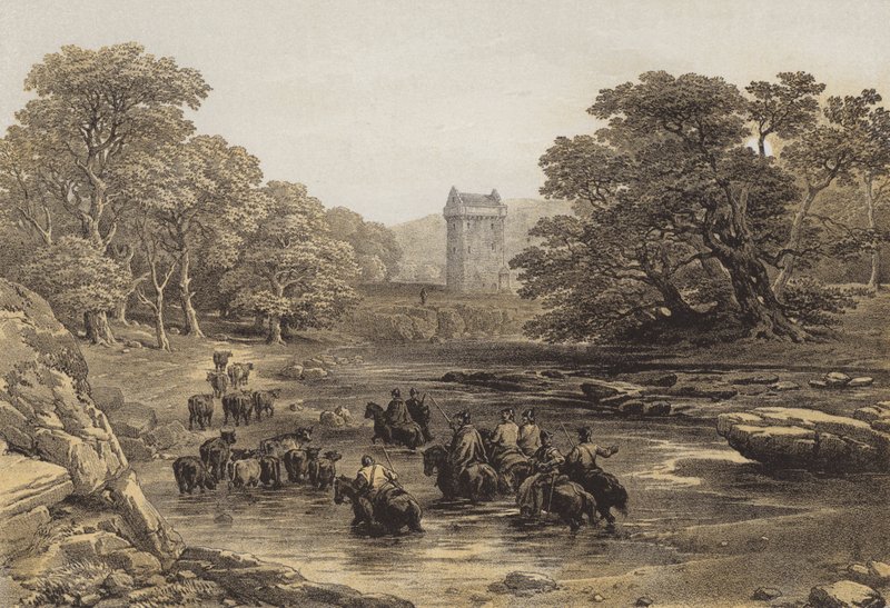 Gilnockie Tower (chromolitho) av after George Cattermole