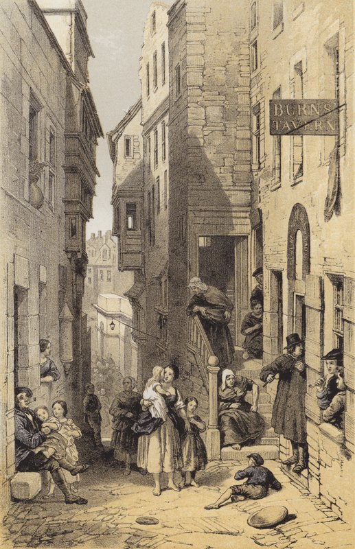 Libbertons Wynd, Edinburgh (chromolitho) av after George Cattermole