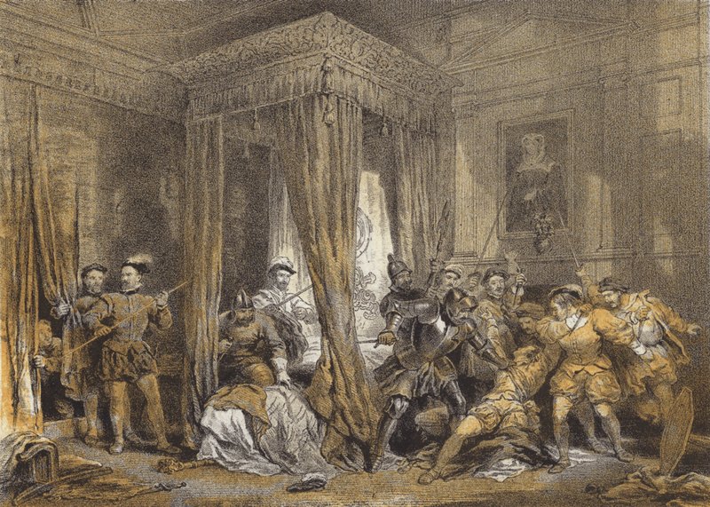 Queen Marys Bed-Chamber, Holyrood (chromolitho) av after George Cattermole