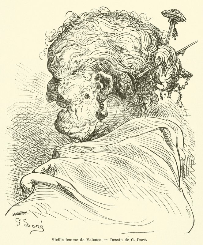 Gammel kvinne fra Valencia av Gustave after Dore