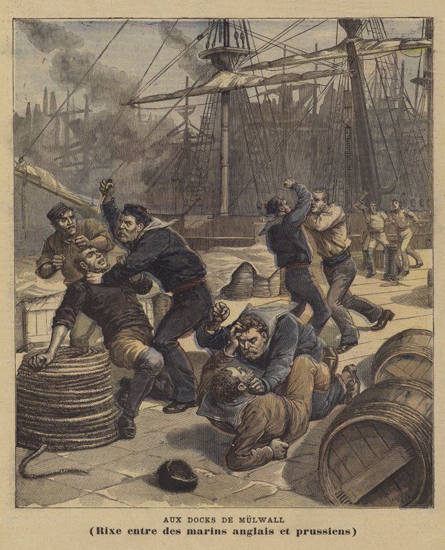 På Millwall Docks av after Henri Meyer