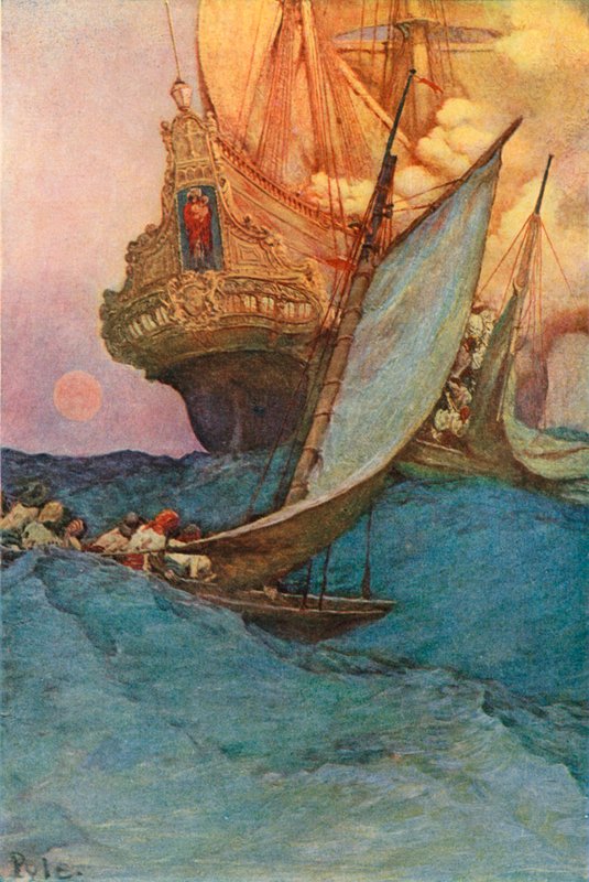 Et angrep på en gallion av after Howard Pyle