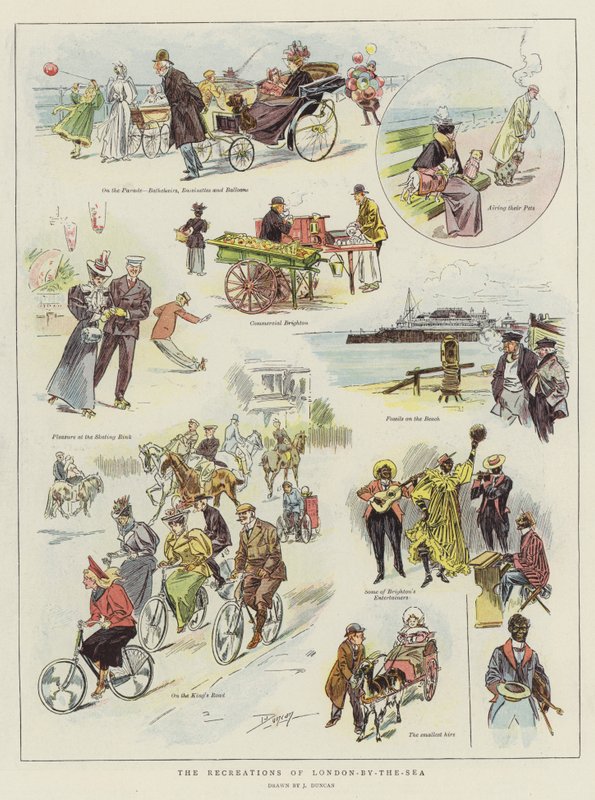 The Recreations of London-by-the-Sea (chromolitho) av after John Duncan