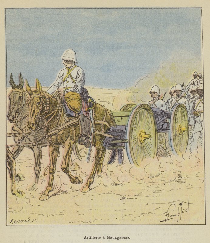 Artilleri på Madagaskar av after Louis Charles Bombled