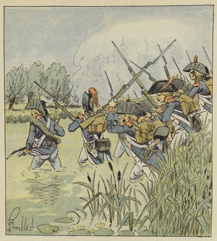 Den franske hæren krysser Piave av after Louis Charles Bombled