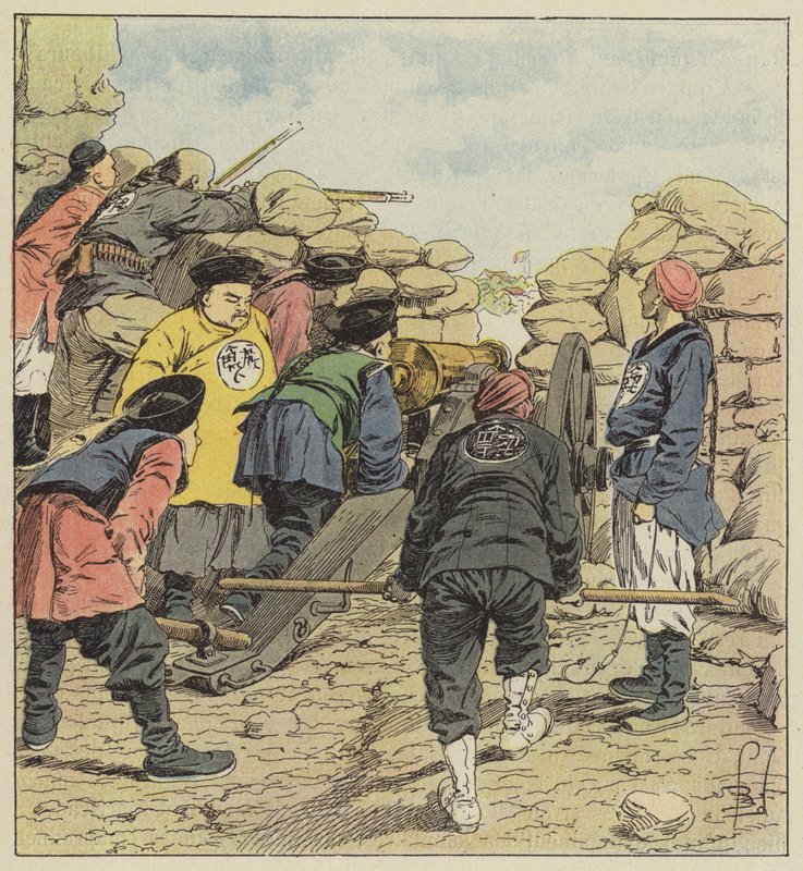 Kineserne bombarderer legasjonene av after Louis Charles Bombled