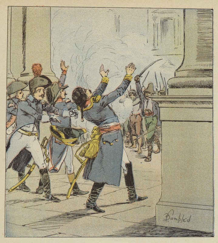 Duphots død av after Louis Charles Bombled