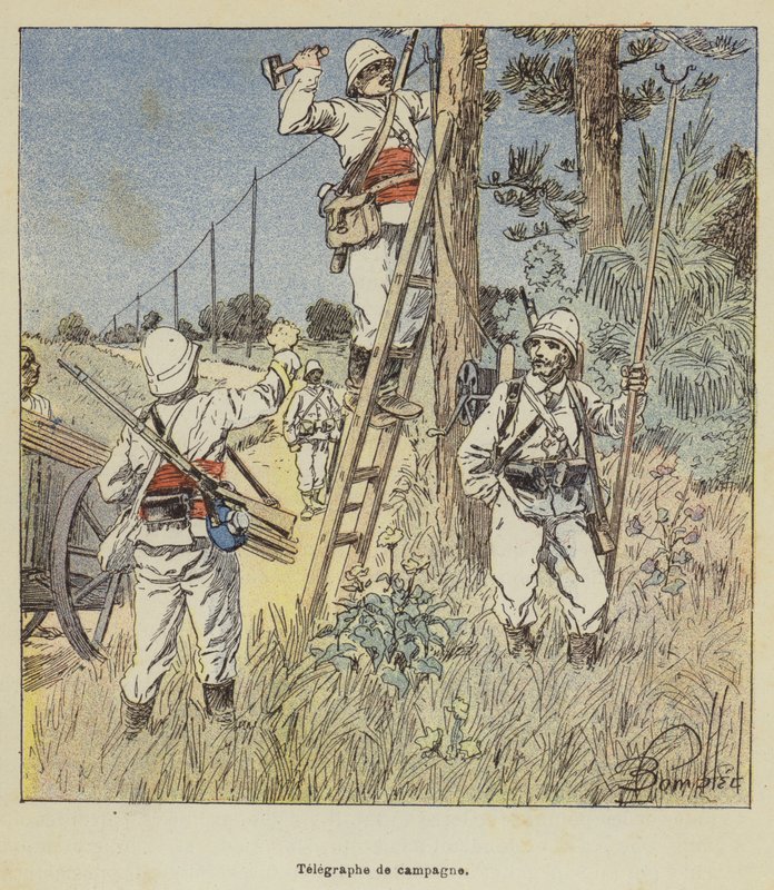 Felttelegraf av after Louis Charles Bombled