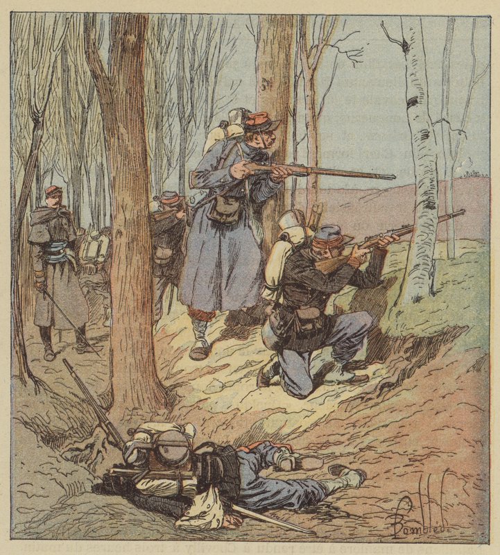 Treffer i kamp ved Artenay av after Louis Charles Bombled