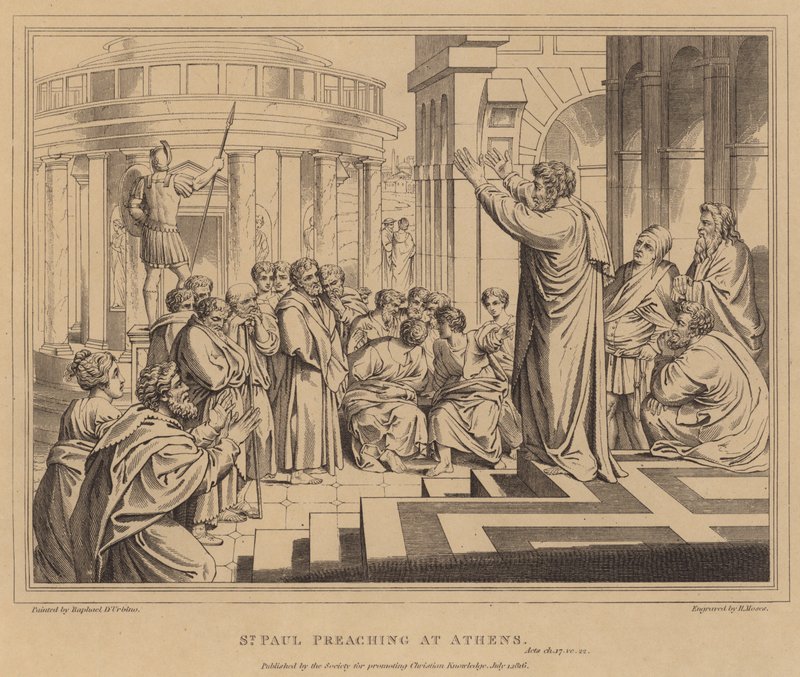 Paulus forkynner i Athen, Apg av after Raphael