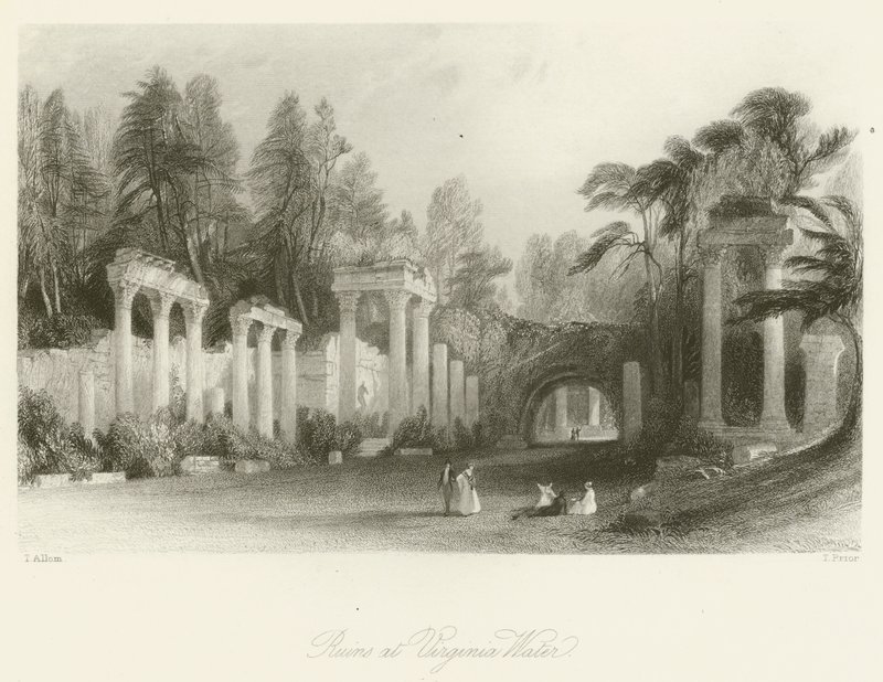 Ruiner ved Virginia Water av after Thomas Allom