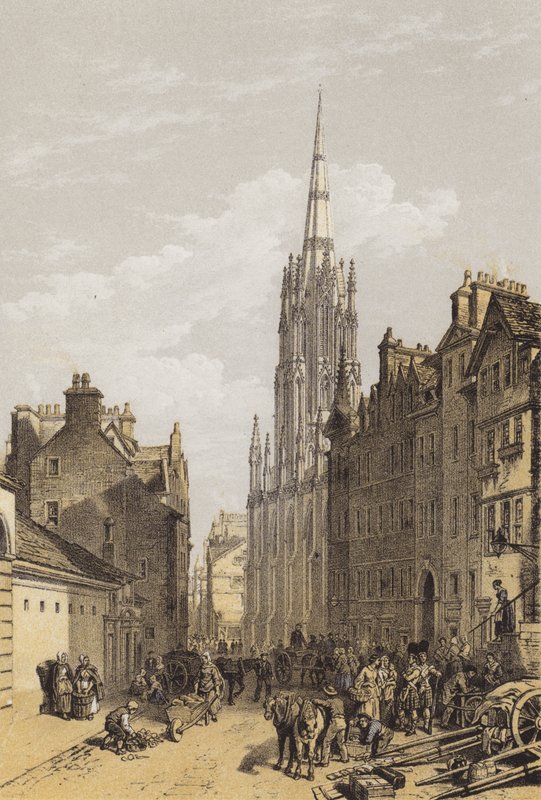 New Assembly Hall, Edinburgh (chromolitho) av after William Leighton Leitch